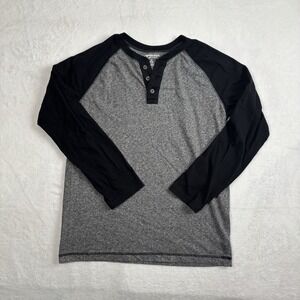 Arizona Jeans Henley Grey Black 3/4 Sleeve Shirt Teens Size XL 18/20